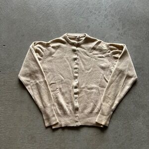 Vintage 60s Pendleton Cashmere Sweater Size 38 Tan Button Up Cardigan